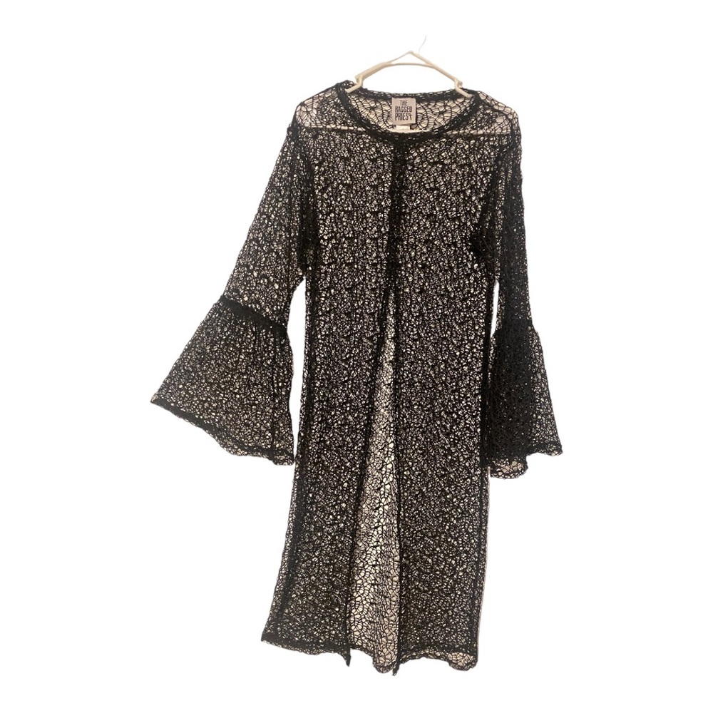 The Ragged Priest crochet tunic dress BLACK